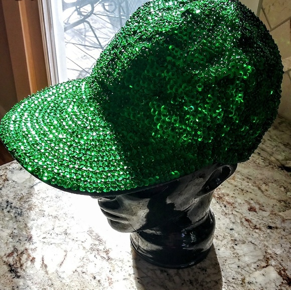 Green sequin caps (2) great for St.Patrck's Day! - Picture 3 of 6